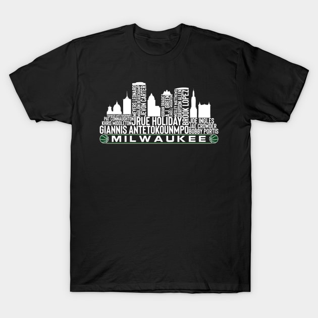 Milwaukee Basketball Team 23 Player Roster, Milwaukee City Skyline T-Shirt by Legend Skyline